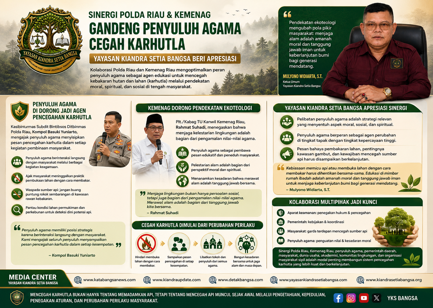 Sinergi Polda Riau dan Kemenag Gandeng Penyuluh Agama Cegah Karhutla, Yayasan Kiandra Setia Bangsa Beri Apresiasi