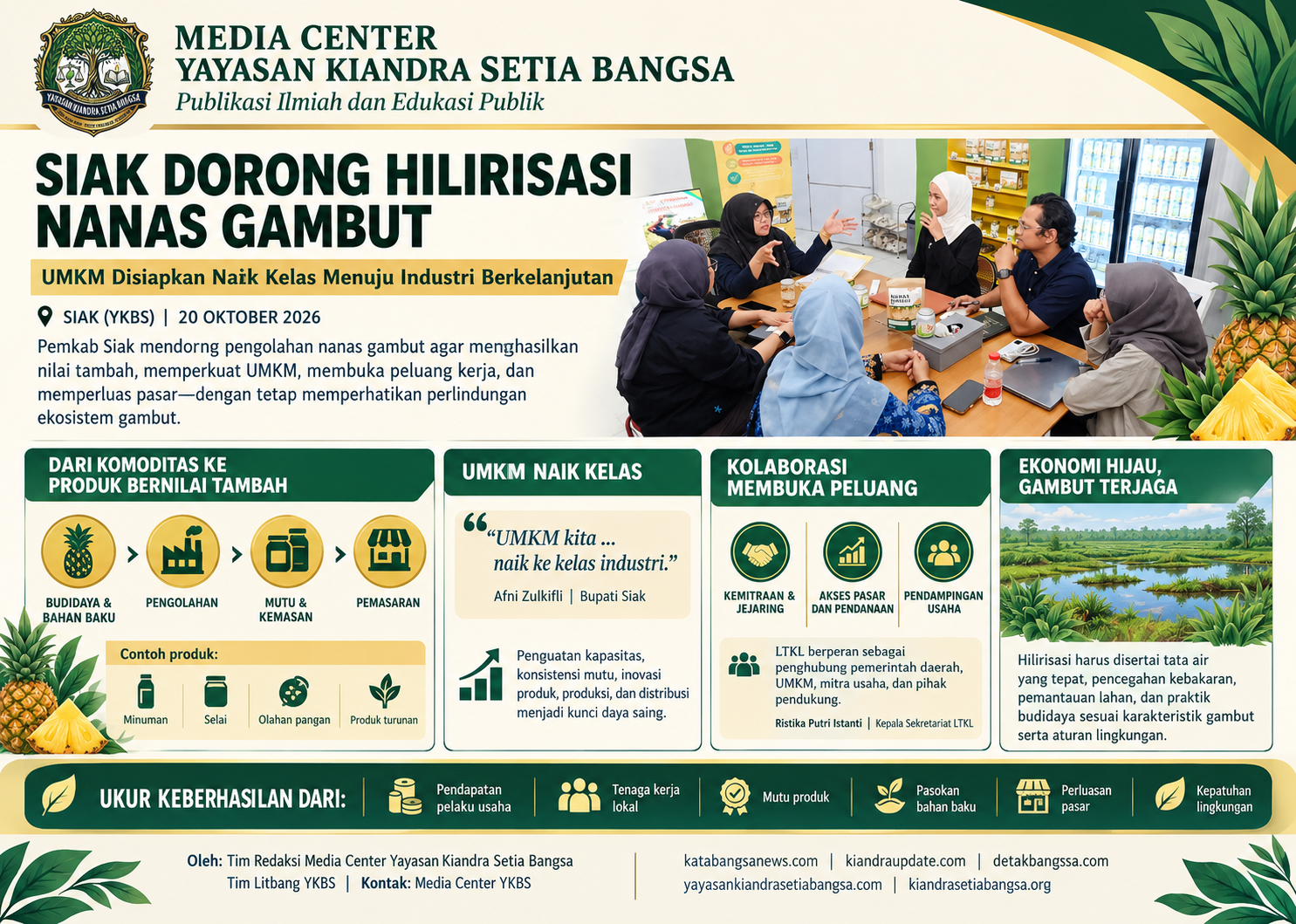 Siak Dorong Hilirisasi Nanas Gambut, UMKM Disiapkan Naik Kelas Menuju Industri Berkelanjutan